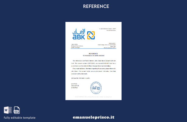 modello di riferimento in stile verificato della Al Ahli Bank of Kuwait dell'Egi